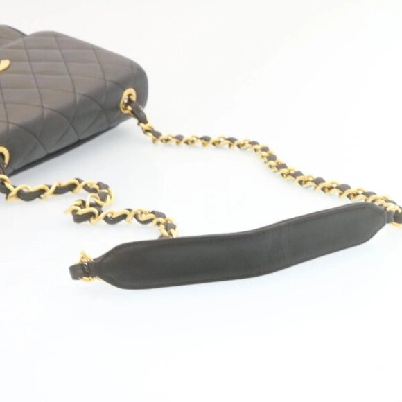 CHANEL Matelasse Chain Flap Shoulder Bag Lamb Skin Black Gold CC Auth 28632SAV - Picture 8 of 16